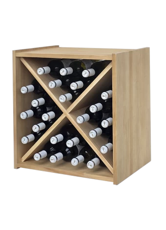 Pequeño botellero con divisiones en madera de pino de Expovinalia