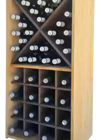 Modular bottle rack in two colours with individual compartments at the top and blades by Expovinalia