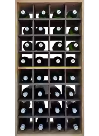 Two-colour bottle rack with spaces for 32 standard bottles that provides aesthetics and functionalit