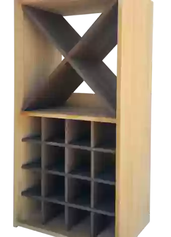 Modular bottle rack in two colours with individual compartments at the top and blades by Expovinalia