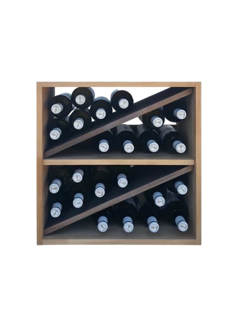 Two-colour modular bottle rack with 4 diagonal divisions that are perfect for easy separation of bra