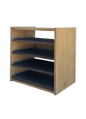 Two-colour modular wine rack with 4 pull-out shelves for 16 bottles that brings variety by Expovinal