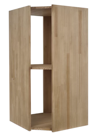 Corner wine rack with interior shelf for 40 bottles that brings aesthetic variety and functionality