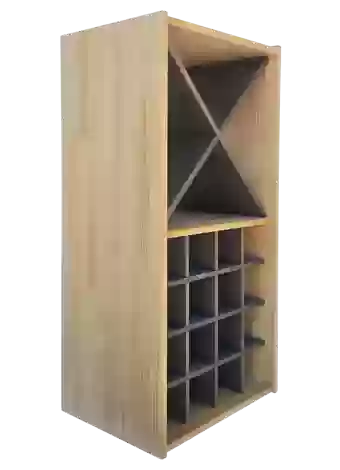 Modular bottle rack in two colours with individual compartments at the top and blades by Expovinalia
