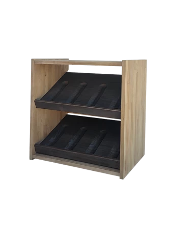 Two-colour display bottle rack with individual bases for 8 bottles by Expovinalia com