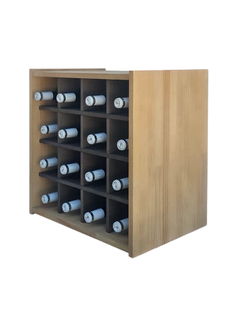 Two-colour modular bottle rack with individual slots for 16 standard bottles by Expovinalia com
