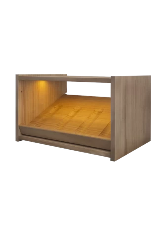 Small bottle rack with LED lighting, to display 4 brands of wine with individual bases by Expovinali