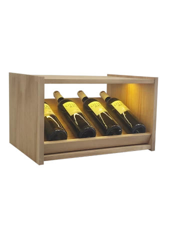 Small bottle rack with LED lighting, to display 4 brands of wine with individual bases by Expovinali
