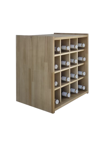 Small traditional modular wine rack with individual slots for 16 standard bottles by Expovinalia com