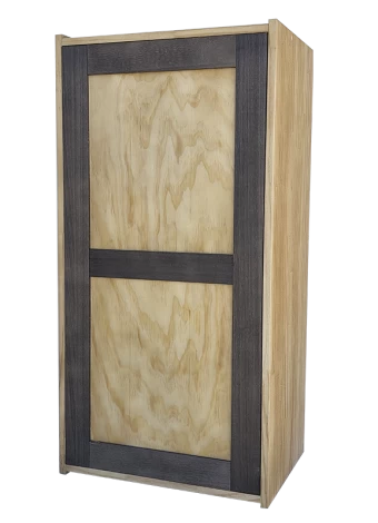 Bicolour and modular wine rack from with door and 3 interior shelves for wine accessories and bottle