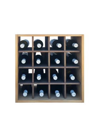 Two-colour modular bottle rack with individual slots for 16 standard bottles by Expovinalia com