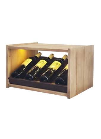 Small branded display bottle rack with support bases for 4 bottles and LED lighting by Expovinalia c