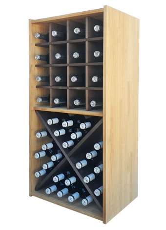 Bicolour modular bottle rack with holes and blades for wine and champagne bottles by Expovinalia com