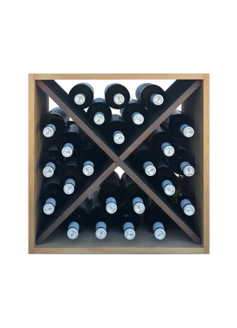 Small two-colour modular bottle rack with interior division in a cross by Expovinalia com