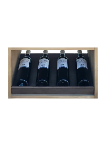 Small two-coloured bottle rack for displaying 4 bottles of important wine brands by Expovinalia com