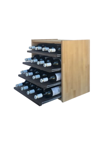 Two-colour modular wine rack with 4 pull-out shelves for 16 bottles that brings variety by Expovinal