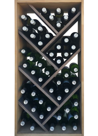 Modular bottle rack with herringbone-shaped partitions by Expovinalia com