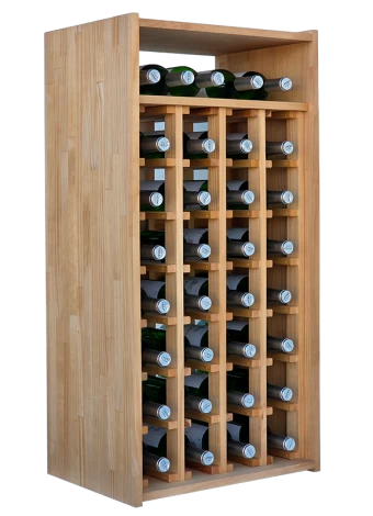Botellero de madera de pino para 32 botellas