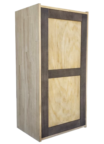 Bicolour and modular wine rack from with door and 3 interior shelves for wine accessories and bottle