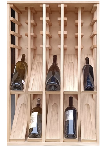 BOTELLERO DE PINO CON EXPOSITORES PARA MAGNUM