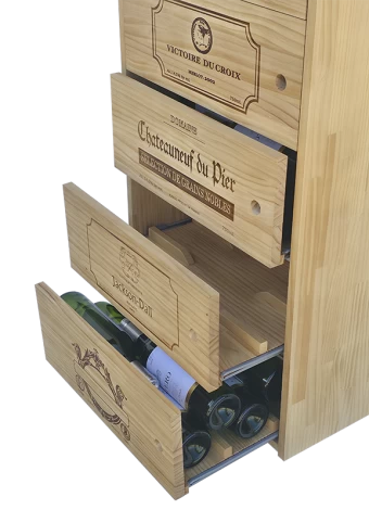 Modular wine rack with 5 sliding drawers by Expovinalia com